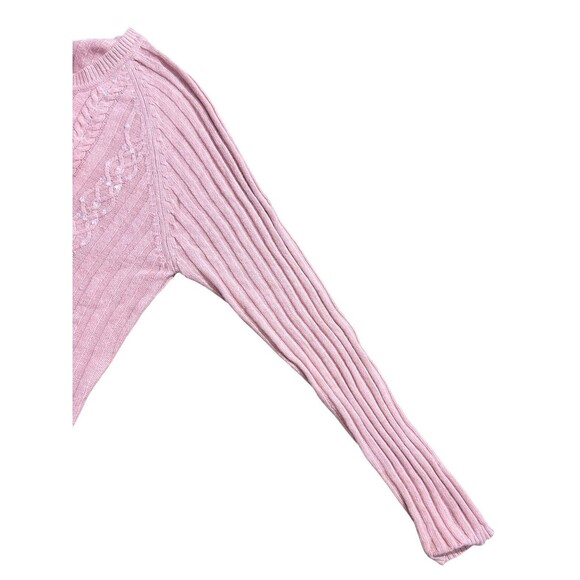 Daisy Fuentes Ladies Angora Rabbit Hair Blend Sequin Trim Cardigan Pink Sz L NWT - Picture 3 of 9